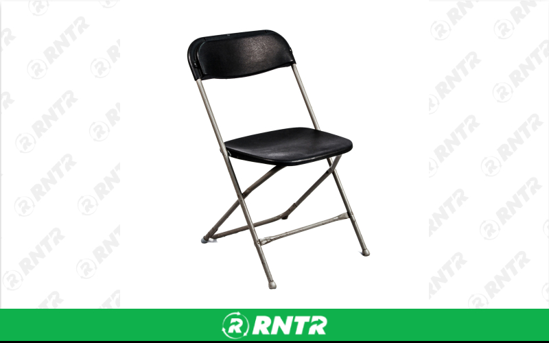 Generic Black on Natural Plastic Folding Chair – For rent in Portland, Oregon – Peter Corvallis Productions | RNTR.com – Image 2 of 2