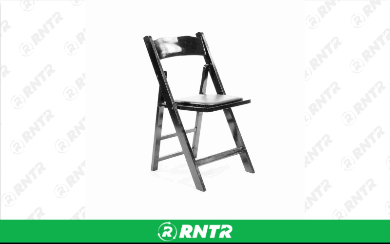 Generic Black Wood Folding Chair with Padded Seat – For rent in Portland, Oregon – Peter Corvallis Productions | RNTR.com – Image 2 of 2