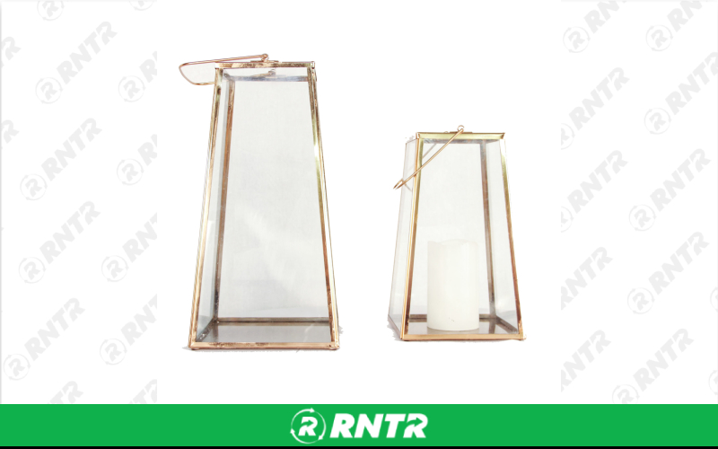 Generic Copper Tapered Glass Lantern - 11in - Z503 – For rent in Portland, Oregon – Peter Corvallis Productions | RNTR.com – Image 1