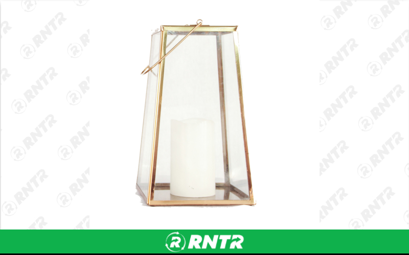 Generic Copper Tapered Glass Lantern - 11in - Z503 – For rent in Portland, Oregon – Peter Corvallis Productions | RNTR.com – Image 2 of 2
