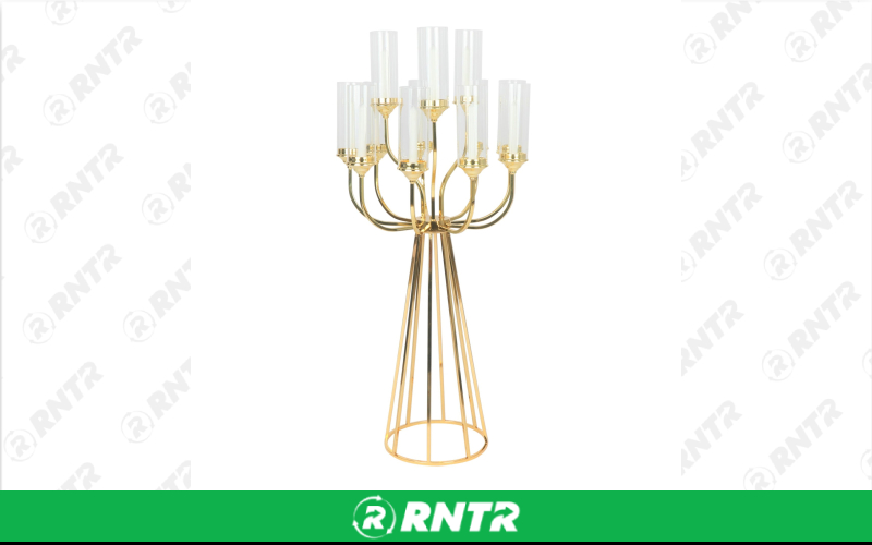 Generic CRYSTAL/GOLD CHANDELIER 54H – For rent in Mount Airy, North Carolina – Cooke Rentals MA | RNTR.com – Image 1 of 1