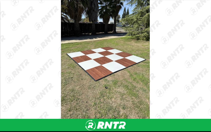 First Dance Dark Maple and White Checkered Dance Floor - 3' x 3' Panel – For rent in Rocklin, California – First Dance Dance Floors | RNTR.com – Image 2 of 2