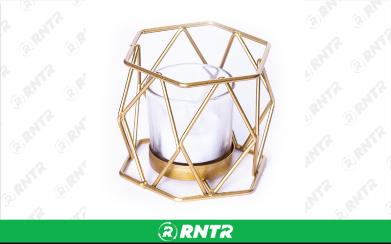Generic Gold Geometric Hexagon Cylinder Votive Holder – For rent in Portland, Oregon – Peter Corvallis Productions | RNTR.com – Image 1