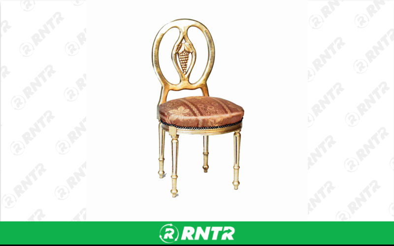 Generic Gold Gilded Orange Seat Accent Chair – For rent in Portland, Oregon – Peter Corvallis Productions | RNTR.com – Image 1 of 1
