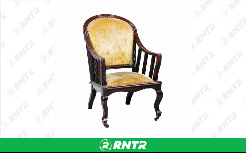 Generic Gold Velvet Barrel Accent Chair – For rent in Portland, Oregon – Peter Corvallis Productions | RNTR.com – Image 1 of 1