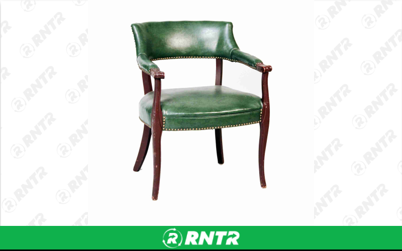 Generic Green Leather Banker Accent Chair – For rent in Portland, Oregon – Peter Corvallis Productions | RNTR.com – Image 1 of 1