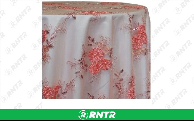 Lace Linen - Blush Mix Ribbon Lace - 84in x 84in Overlay – For rent in Englewood, Colorado – Allwell Rents | RNTR.com – Image 1
