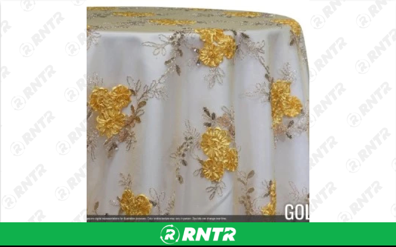 Lace Linen - Gold Ribbon Lace - 84in x 84in Overlay – For rent in Englewood, Colorado – Allwell Rents | RNTR.com – Image 1 of 1