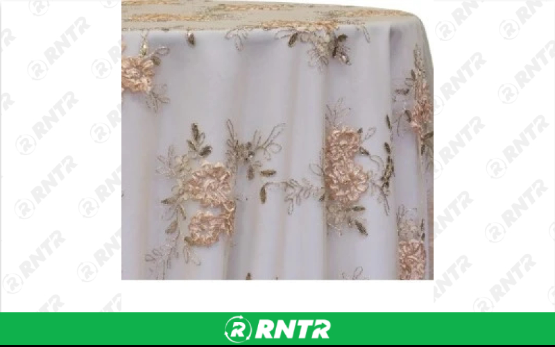  Lace Linen - Ribbon Lace Champagne - 84in x 84in Overlay – For rent in englewood, colorado – Allwell Rents | RNTR.com – Image 1