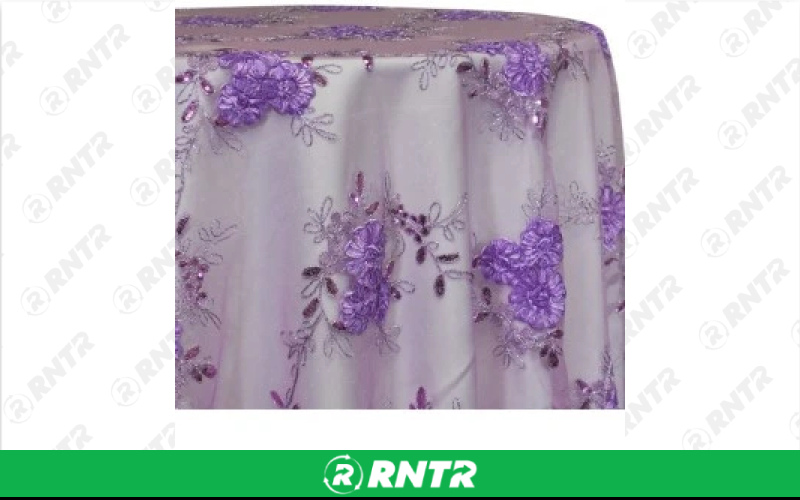  Lace Linen - Ribbon Lace Purple - 84in x 84in Overlay – For rent in englewood, colorado – Allwell Rents | RNTR.com – Image 1