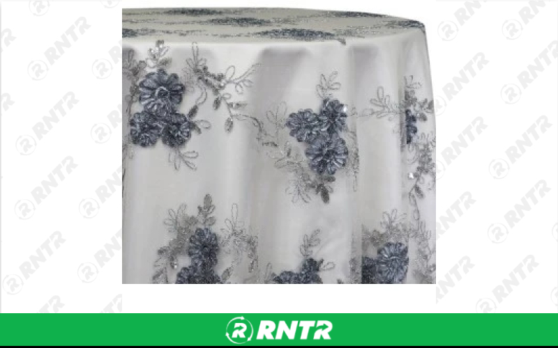  Lace Linen - Silver Ribbon Lace - 84in x 84in Overlay – For rent in englewood, colorado – Allwell Rents | RNTR.com – Image 1