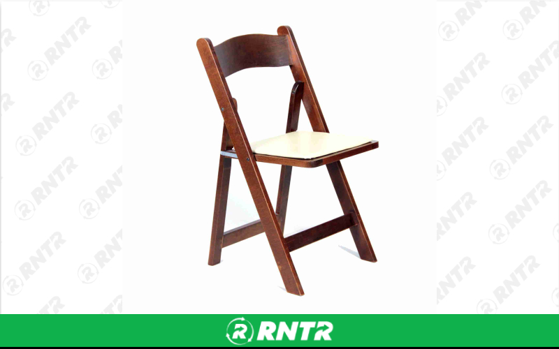 Generic Mahogany Wood Folding Chair with Padded Seat – For rent in Portland, Oregon – Peter Corvallis Productions | RNTR.com – Image 2 of 2