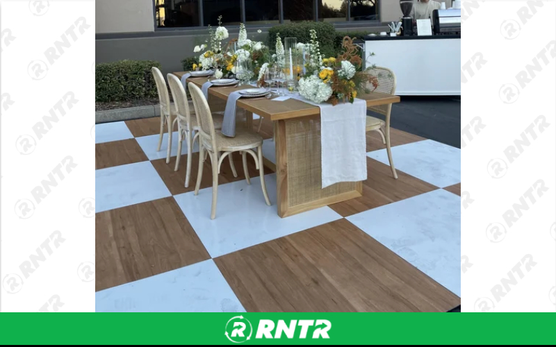First Dance Maple and White Checkered Dance Floor - 3' x 3' Panel – For rent in Rocklin, California – First Dance Dance Floors | RNTR.com – Image 2 of 3