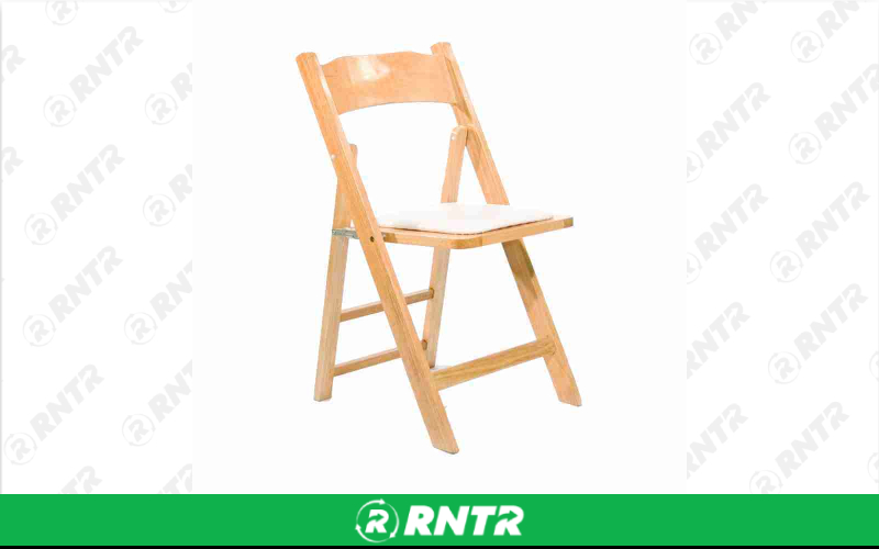 Generic Natural Wood Folding Chair with Padded Seat – For rent in Portland, Oregon – Peter Corvallis Productions | RNTR.com – Image 2 of 2