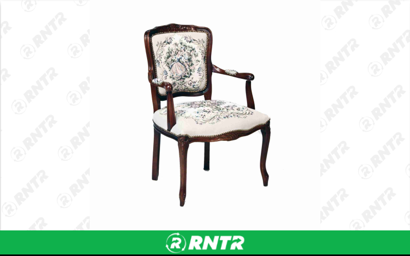 Generic Needlepoint Accent Chair – For rent in Portland, Oregon – Peter Corvallis Productions | RNTR.com – Image 1 of 1