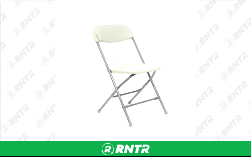 Generic Oyster Plastic Folding Chair – For rent in Portland, Oregon – Peter Corvallis Productions | RNTR.com – Image 1 of 2