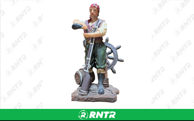 Generic Pirate Statue with Gun & Ship Wheel -  12 – For rent in Portland, Oregon – Peter Corvallis Productions | RNTR.com – Image 1