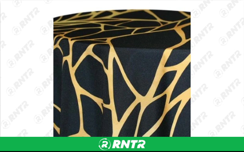  Print Linen - Shattered Linen - Black W/ Gold - 120in Round – For rent in Englewood, Colorado – Allwell Rents | RNTR.com – Image 1 of 1