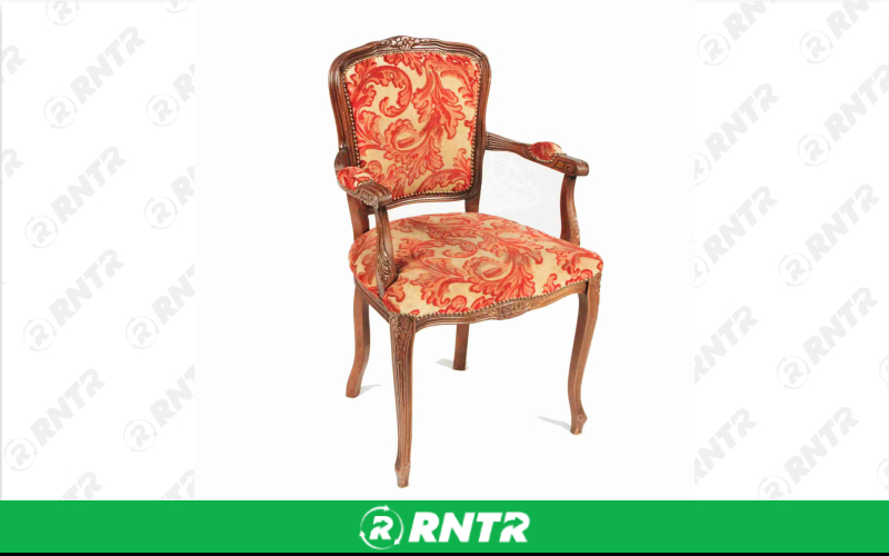 Generic Red and Gold Damask Chair – For rent in Portland, Oregon – Peter Corvallis Productions | RNTR.com – Image 1 of 1