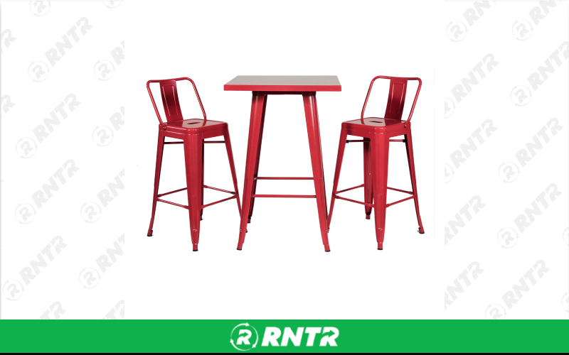 Generic Red Metal Bistro Table – For rent in Portland, Oregon – Peter Corvallis Productions | RNTR.com – Image 2 of 2