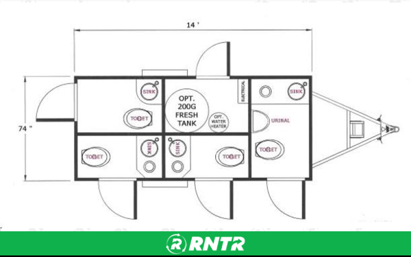 Generic RESTROOM TRAILER 4 STALL – For rent in Mount Airy, North Carolina – Cooke Rentals MA | RNTR.com – Image 2 of 3