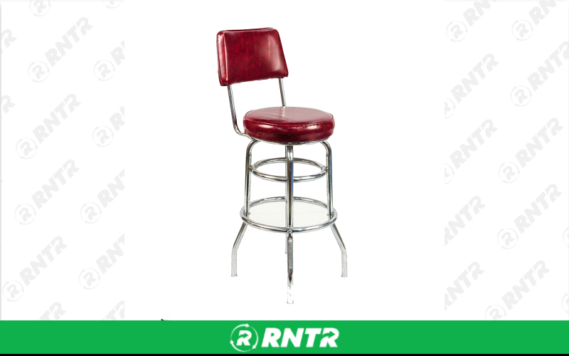 Generic Retro Burgundy Chrome Bar Stool – For rent in Portland, Oregon – Peter Corvallis Productions | RNTR.com – Image 1 of 1
