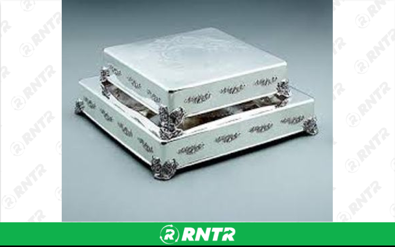 Generic SILVER 14 X 14 SQ. CAKE STAND – For rent in Mount Airy, North Carolina – Cooke Rentals MA | RNTR.com – Image 1 of 1