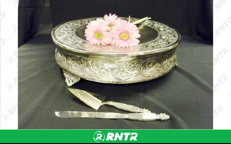 Generic SILVER 22 ROUND CAKE STAND – For rent in Mount Airy, North Carolina – Cooke Rentals MA | RNTR.com – Image 1 of 1