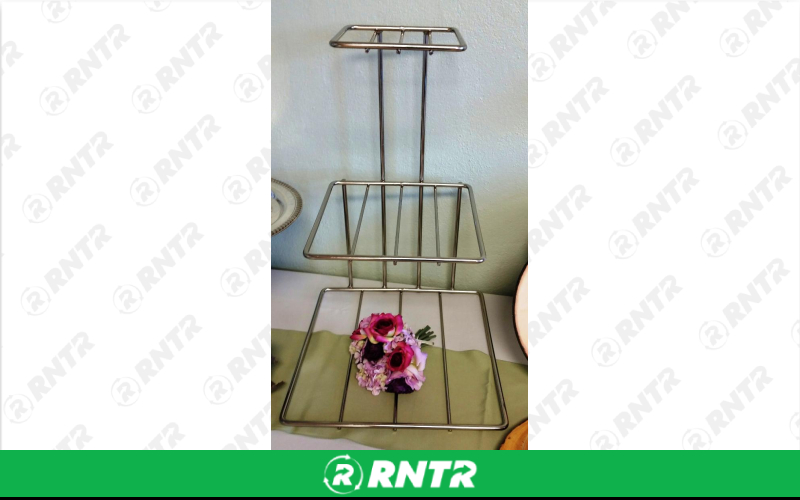 Generic SILVER 3-TIER SQUARE TRAY STAND 24 – For rent in Mount Airy, North Carolina – Cooke Rentals MA | RNTR.com – Image 1 of 1