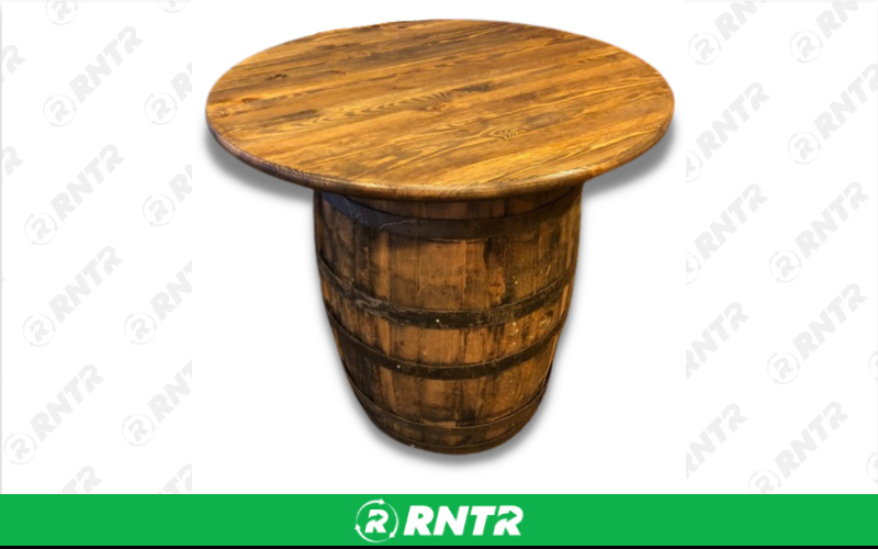 Generic Solid Oak Barrel Tabletop – For rent in Portland, Oregon – Peter Corvallis Productions | RNTR.com – Image 1 of 1