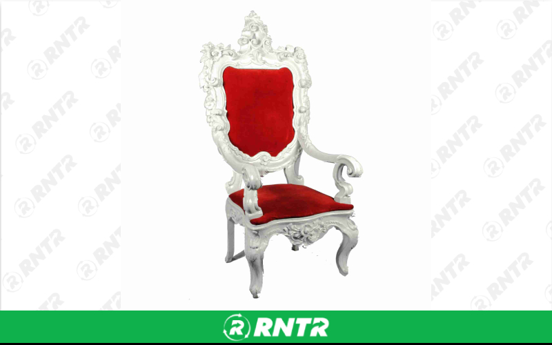 Generic Throne -  White and Red -  Ornate – For rent in Portland, Oregon – Peter Corvallis Productions | RNTR.com – Image 1 of 1