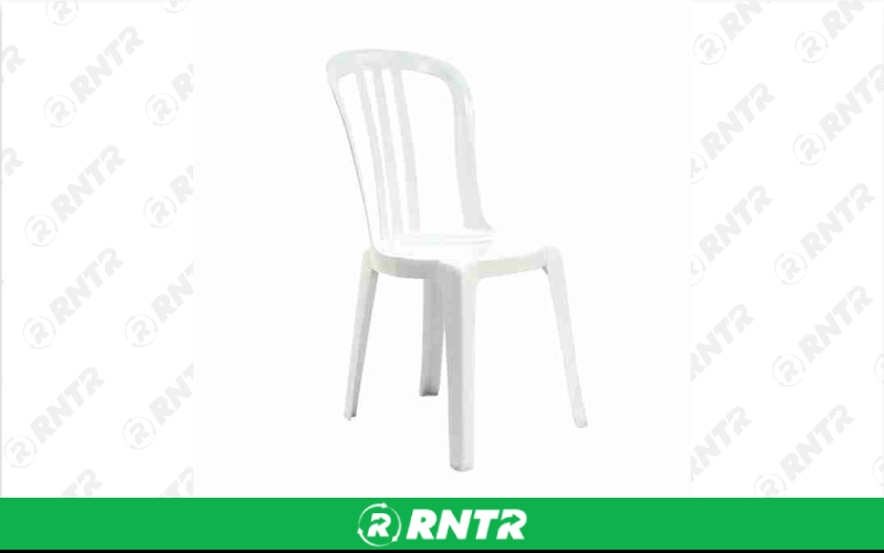 Generic White Bistro Stacking Chair – For rent in Portland, Oregon – Peter Corvallis Productions | RNTR.com – Image 1 of 1