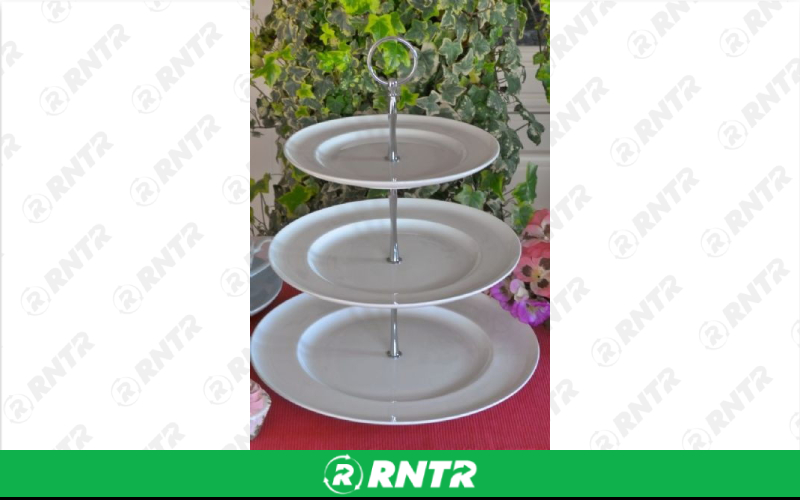 Generic WHITE & SILVER SERVER 3-TIER – For rent in Mount Airy, North Carolina – Cooke Rentals MA | RNTR.com – Image 1 of 1