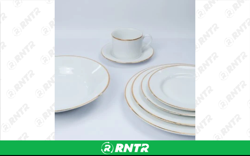  White with Gold Line China Collection - Luncheon Plate 9in – For rent in englewood, colorado – Allwell Rents | RNTR.com – Image 1
