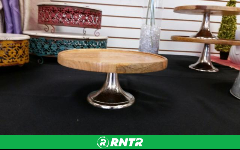Generic WOOD 10 PEDESTAL CAKE STAND – For rent in Mount Airy, North Carolina – Cooke Rentals MA | RNTR.com – Image 2 of 2