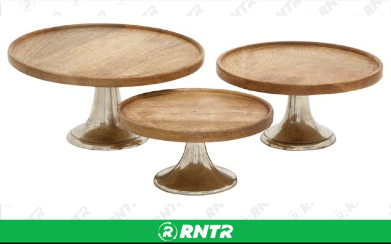 Generic WOOD 12 PEDESTAL CAKE STAND – For rent in Mount Airy, North Carolina – Cooke Rentals MA | RNTR.com – Image 1 of 2