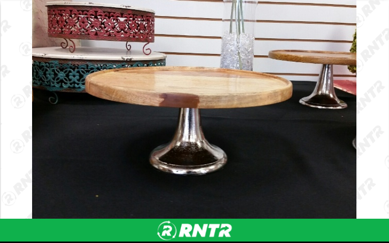 Generic WOOD 12 PEDESTAL CAKE STAND – For rent in Mount Airy, North Carolina – Cooke Rentals MA | RNTR.com – Image 2 of 2