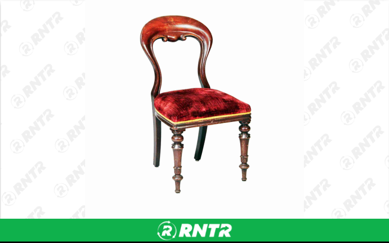 Generic Wood Red Velvet Seat Accent Chair – For rent in Portland, Oregon – Peter Corvallis Productions | RNTR.com – Image 1 of 1