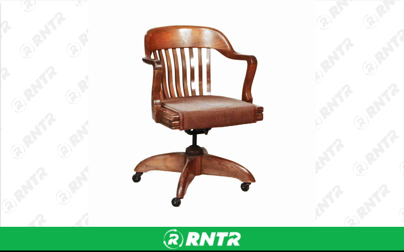 Generic Wood Rolling Desk Accent Chair – For rent in Portland, Oregon – Peter Corvallis Productions | RNTR.com – Image 1 of 1