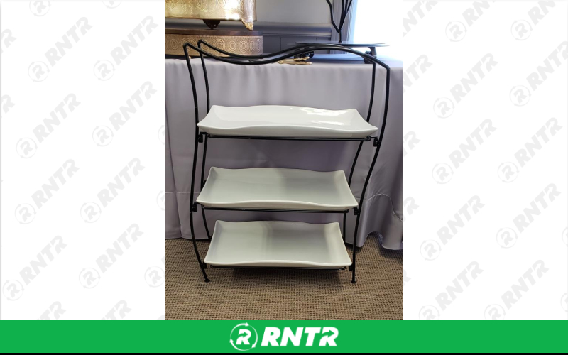 Generic WROUGHT IRON STAND W/ 3 PLATTERS – For rent in Mount Airy, North Carolina – Cooke Rentals MA | RNTR.com – Image 1 of 1