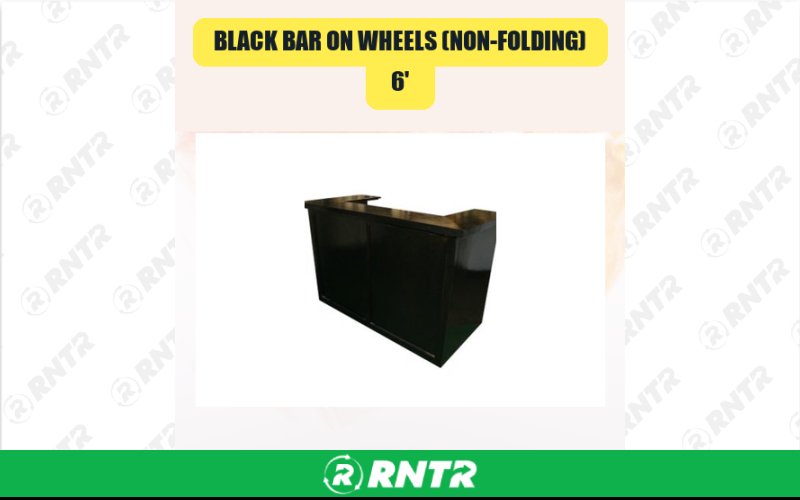 Generic 6' Black Bar on Wheels (Non-Folding) – For rent in san-marcos, california – aras party rentals | RNTR.com – Image 1