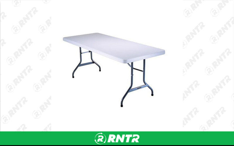 Generic 6ft Plastic Folding Table – For rent in north-augusta, south-carolina – iParty Event Rentals  | RNTR.com – Image 1