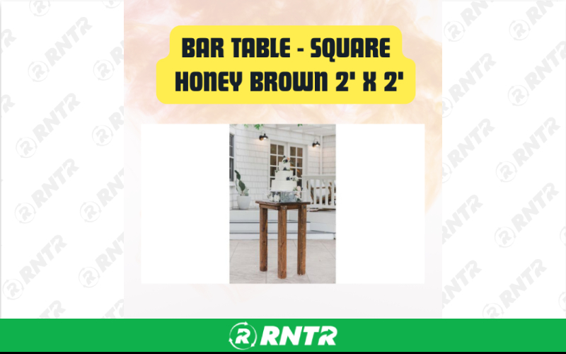 Generic Bar Table Square Wooden Belly  - Cocktail Table 2' x 2' – For rent in san-marcos, california – aras party rentals | RNTR.com – Image 1