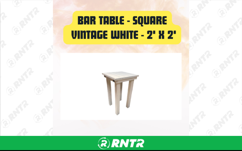 Generic Bar Table Square Wooden Belly  - Cocktail Table 2' x 2' – For rent in San Marcos, California – aras party rentals | RNTR.com – Image 2 of 3