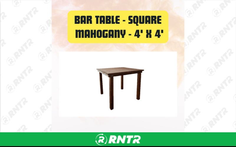 Generic Bar Table Square Wooden - Cocktail Belly Bar – For rent in San Marcos, California – aras party rentals | RNTR.com – Image 2 of 3