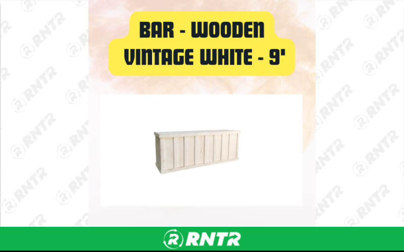 Generic Bar - Vintage White Wooden 9' – For rent in san-marcos, california – aras party rentals | RNTR.com – Image 1