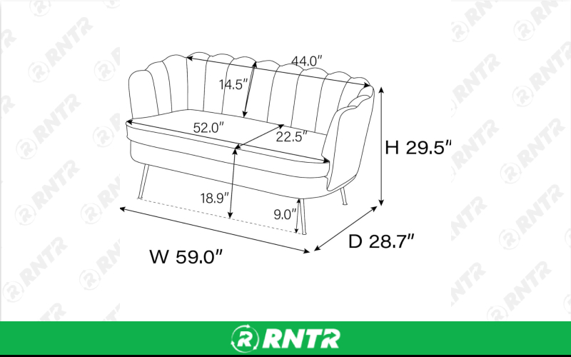 Generic Beige Settee – For rent in North Augusta, South Carolina – iParty Event Rentals  | RNTR.com – Image 2 of 2