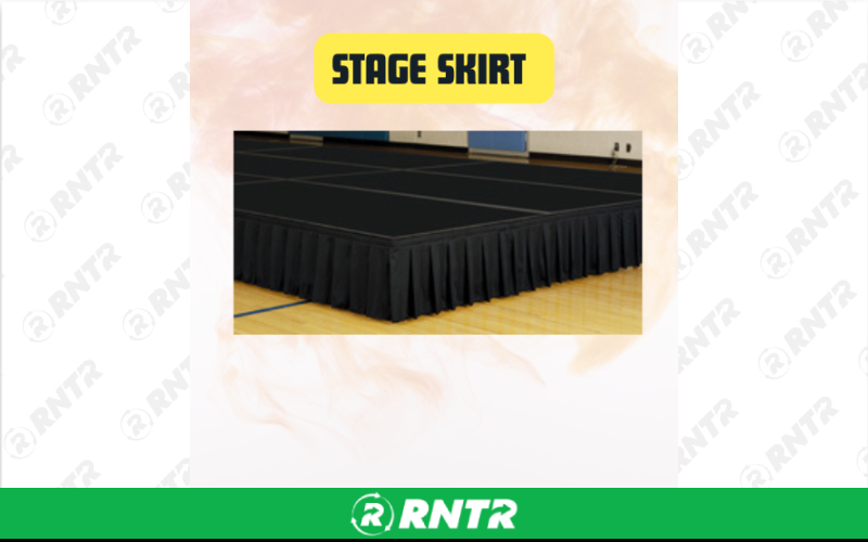 Generic Black Stage Skirt - Event Stage Barrier Trim (Per Foot Rental) 8ft – For rent in san-marcos, california – aras party rentals | RNTR.com – Image 1