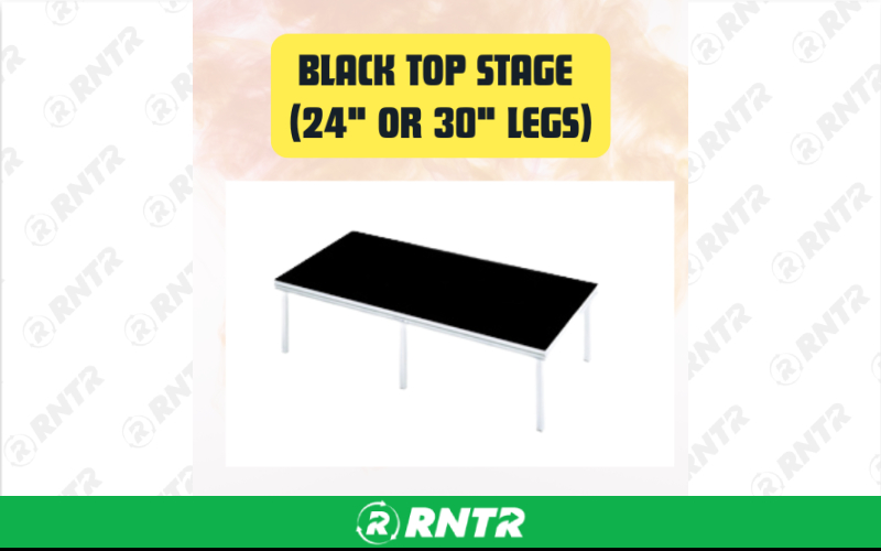 Generic Black Top Stage (24in or 30in legs) 4x8 – For rent in san-marcos, california – aras party rentals | RNTR.com – Image 1