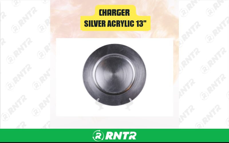Generic Charger -  Silver Acrylic 13 – For rent in san-marcos, california – aras party rentals | RNTR.com – Image 1